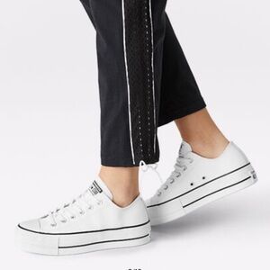 White Leather Platform Converse